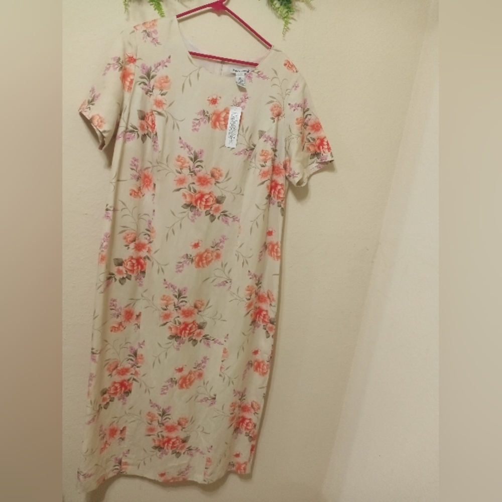 Jessica London Pink Midi Sundress Short Sleeve Crew Neck